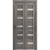 Sartodoors Solid French Door 28 x 96in, Matte Black Clear Glass, Single Regular Panel Frame Trims Handle LUCIA2166ID-BLK-2896